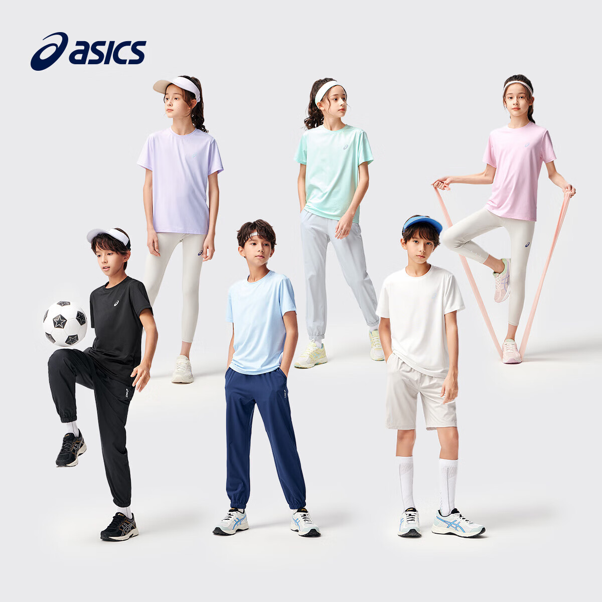 ASICS 亚瑟士 男女儿童吸湿速干短袖T恤 51元