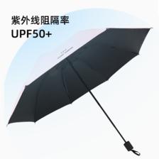 mikibobo 米奇啵啵 纯色单人雨伞8骨手动三折伞高密度碰击布黑色烤漆钢骨B 19.