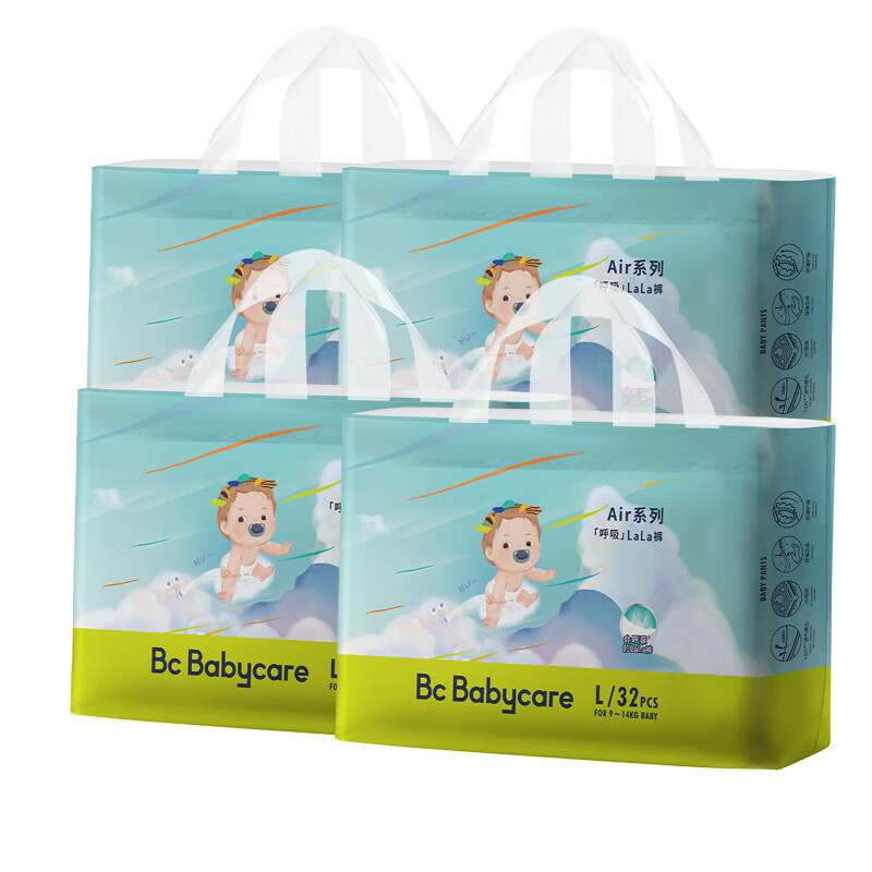 babycare bc babycare Airpro呼吸裤 bbc 婴儿尿不湿 Air拉拉裤 L32片=4包 246.2元