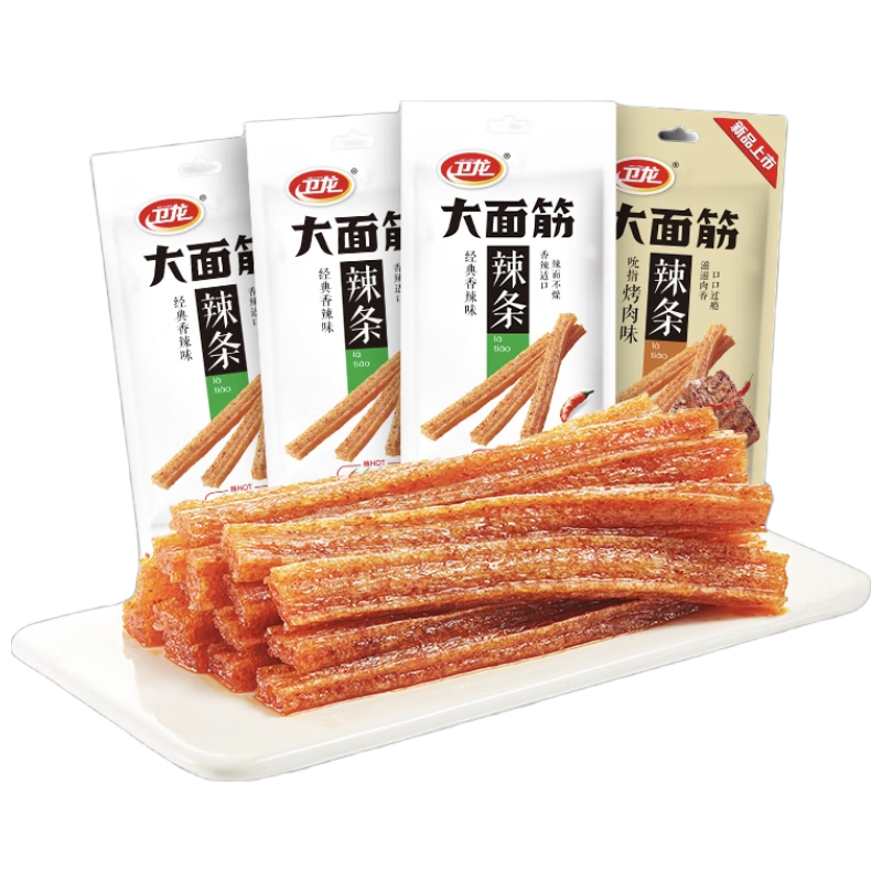 卫龙 辣条 香辣 65g*4包 大面筋 休闲零食 5.31元