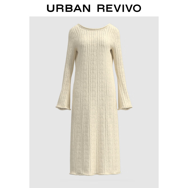 URBAN REVIVO UR2024秋季女装慵懒休闲风肌理感针织连衣裙UWH940110 本白 XS 379元（