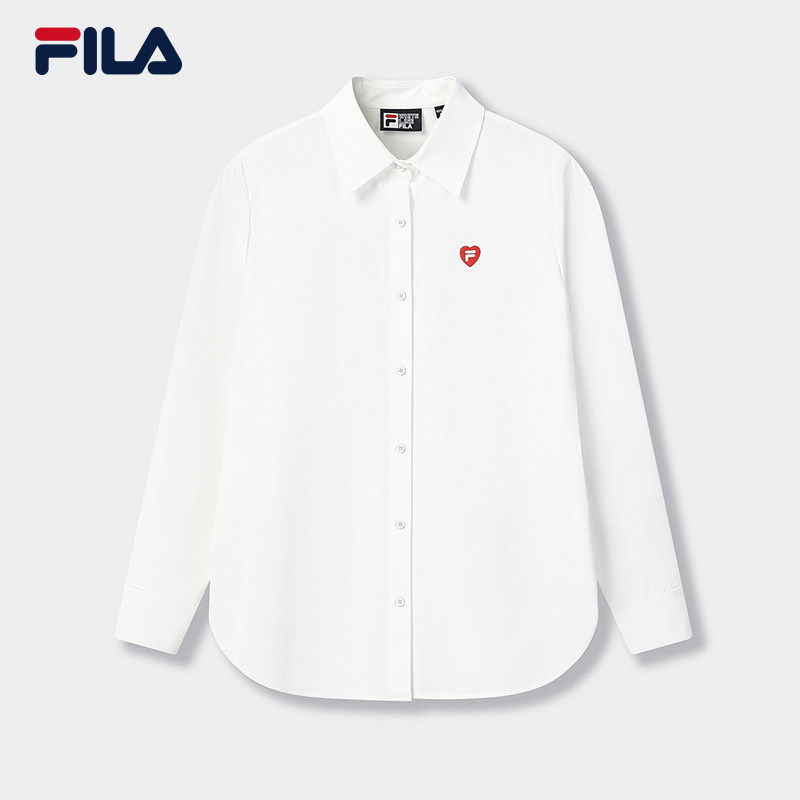 FILA 杨幂同款FILA马上起飞长袖衬衫女春季新款时尚宽松翻领休闲上衣 829元（