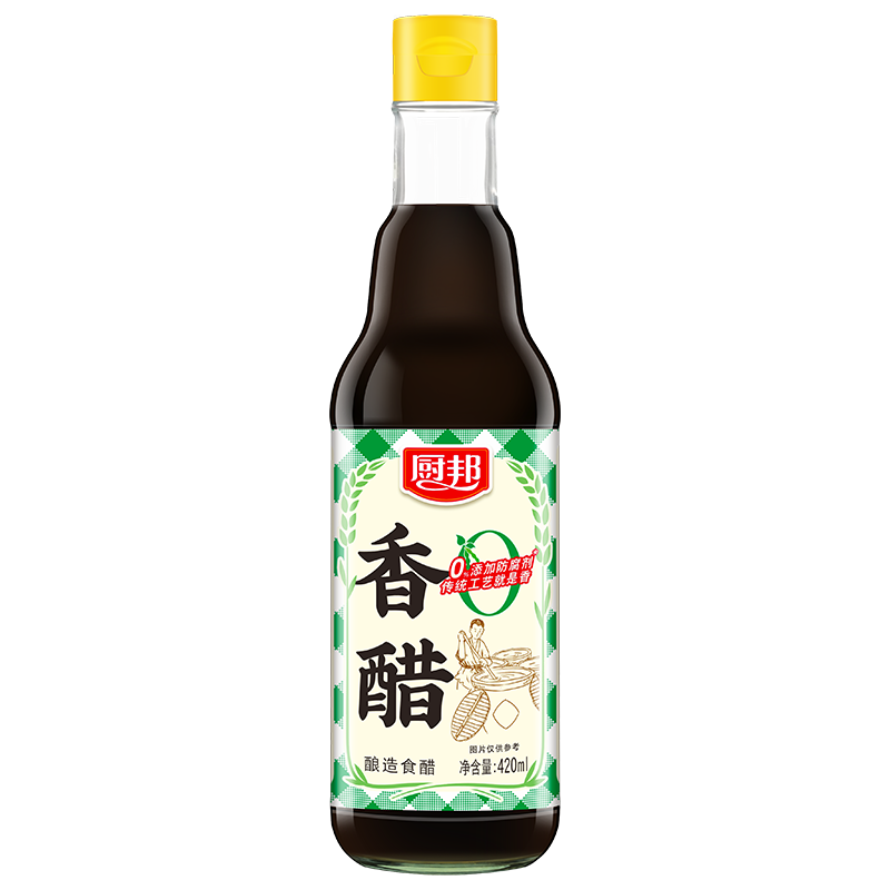 厨邦 香醋镇江香醋0防腐剂 酿造醋传统手工凉拌汁调味品饺子醋420ml 1.93元