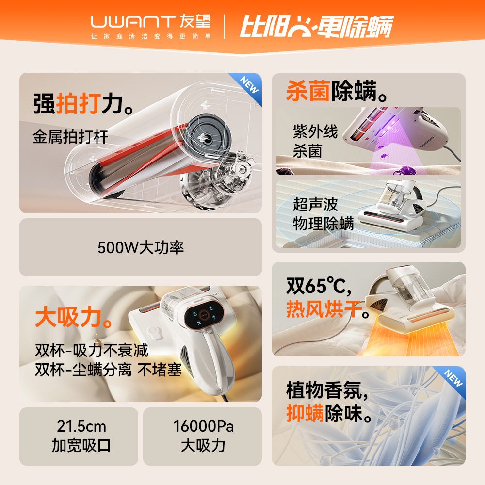 UWANT {政府补贴15%起}UWANT友望除螨仪除螨神器香氛杀菌太阳光M300se 479.01元