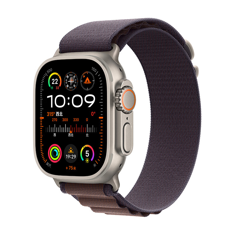 Apple 苹果 Watch Ultra2 智能手表 49毫米钛金属表壳靛蓝色高山回环式表带中号 eSIM手表 MRFF3CH/A 5349元