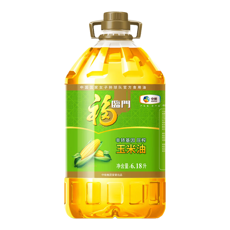 plus会员:福临门 食用油 非转基因压榨玉米油 6.18L 56.91元包邮