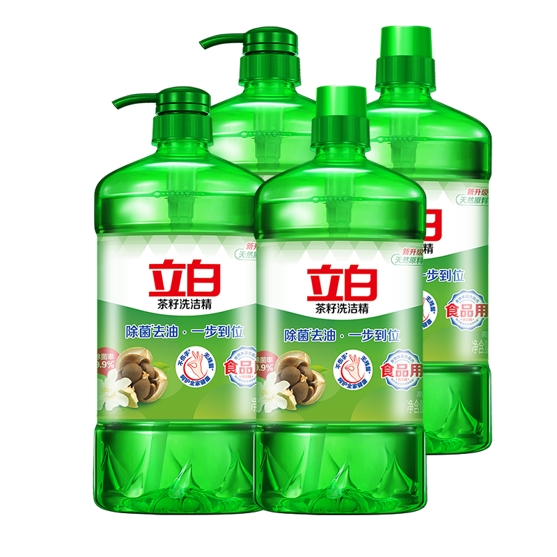 立白茶籽洗洁精1kg*4瓶99﹪除菌高效去油除味宝宝餐具果蔬适用食品可用 32.96