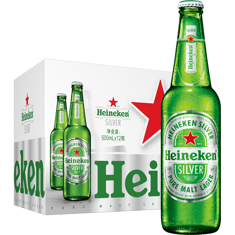 puls会员：喜力（Heineken）silver星银啤酒 500mL*12瓶 77.56元
