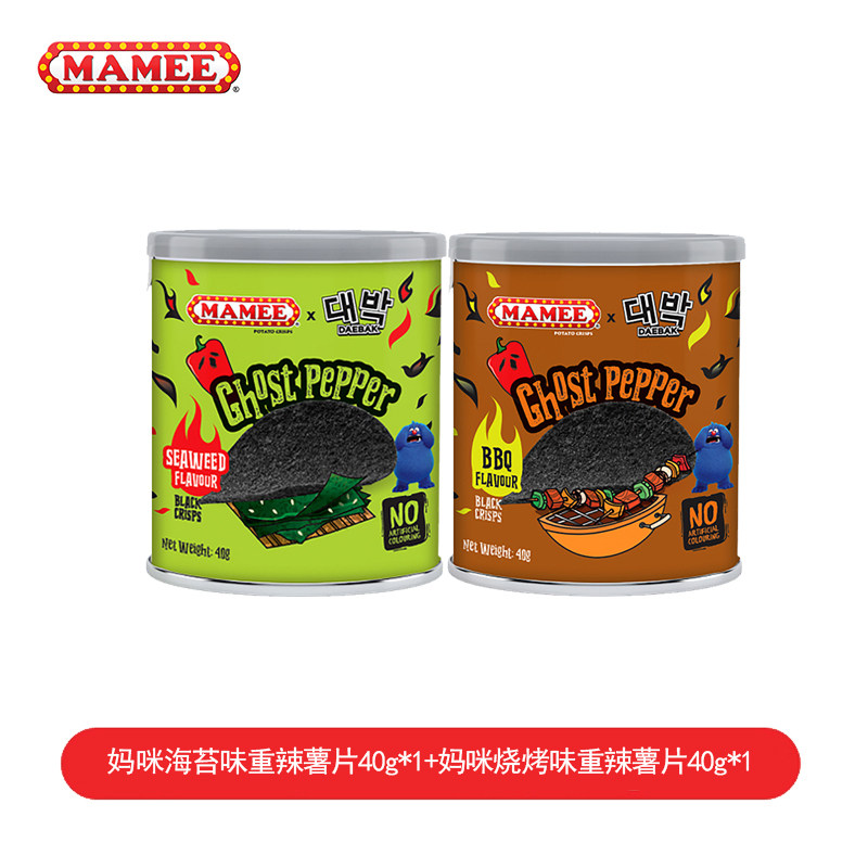 移动端：MAMEE 妈咪 鬼椒薯片 海苔味40g*1+烧烤味40g*1 17.4元（淘金币可抵1.39元