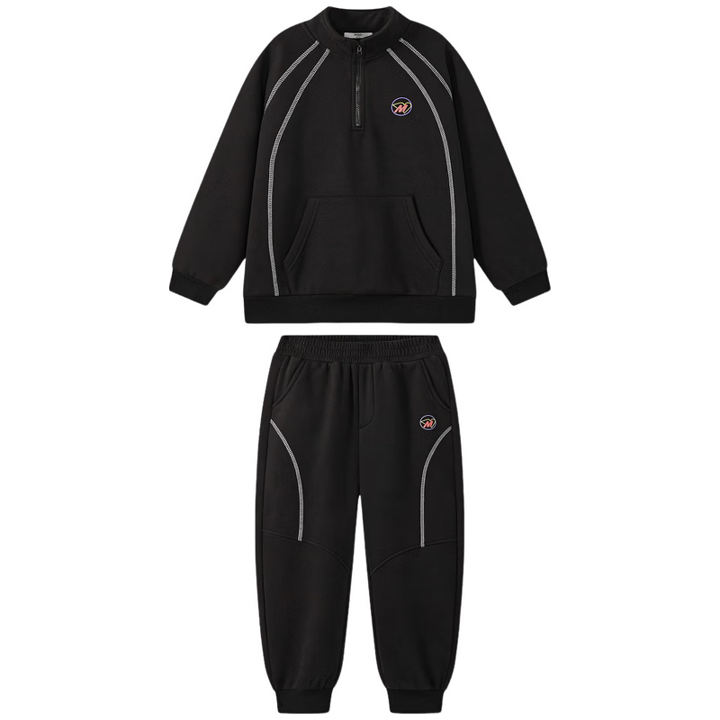 马骑顿 加绒款MQD男童25冬字母插肩袖卫衣卫裤套装 黑色 150 170元（需用券）