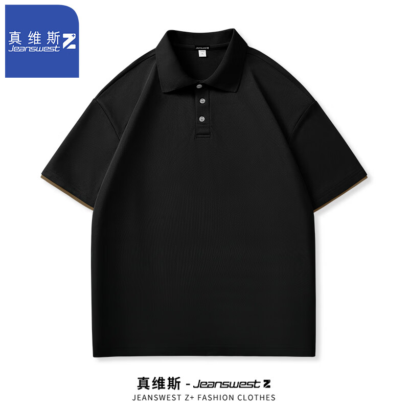 JEANSWEST Z+ 真维斯Z+ POLO衫男夏季短袖t恤 黑-纯色 M 29.5元包邮（需用卷）