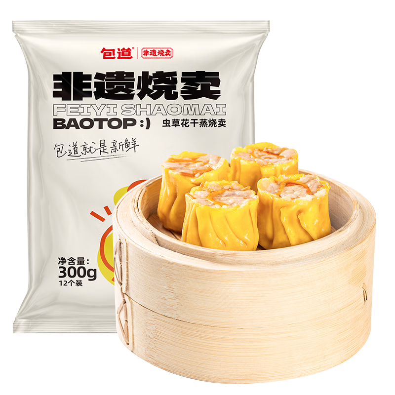 包道 鲜肉小笼包 虫草花干蒸300g12个装*1包（任选5件） 11.4元
