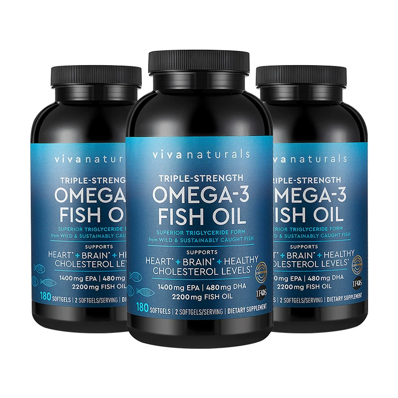 Viva Naturals Viva深海鱼油3倍浓缩天然omega3欧米伽3软胶囊180粒*3瓶 ￥1063.05