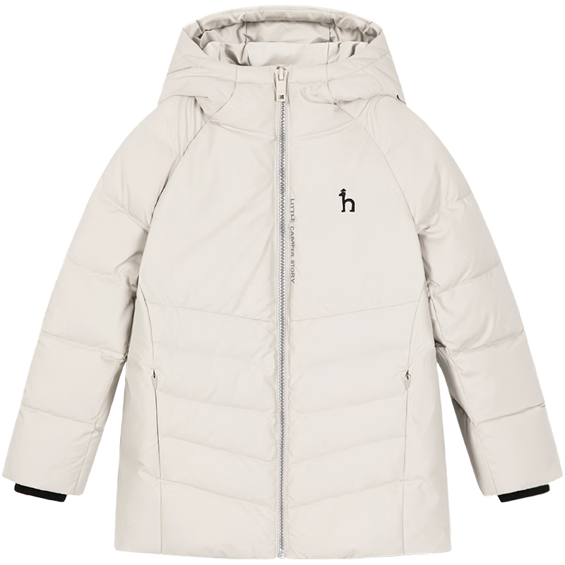 哈吉斯 品牌童装男女童羽绒服冬抑菌防静电弹力防风休闲羽绒服 极地灰 145 