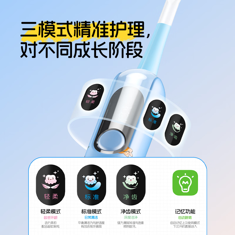 博皓 X800 智能数显 蓝色 儿童电动牙刷 60元（需用券）