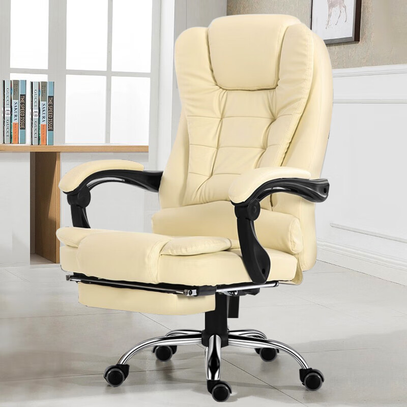Alpen 欧倍 欧宝美电脑椅午休椅办公椅子老板椅可躺升降人体工学椅-米白色