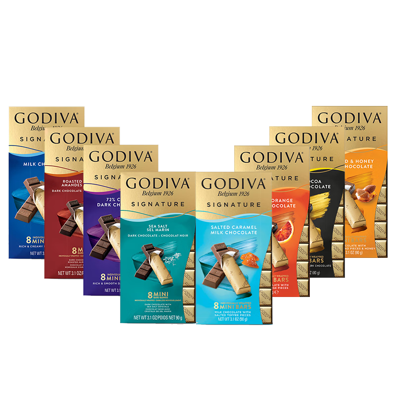 PLUS会员：歌帝梵（Godiva）醇享系列牛奶榛子坚果巧克力 90﹪黑巧*1 盒装 80g*6