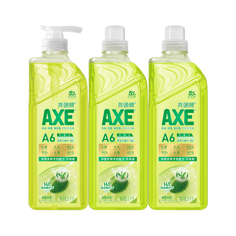 AXE 斧头 牌 油柑白茶护肤洗洁精 1kg*3瓶 29.76元（需买2件，需用券）