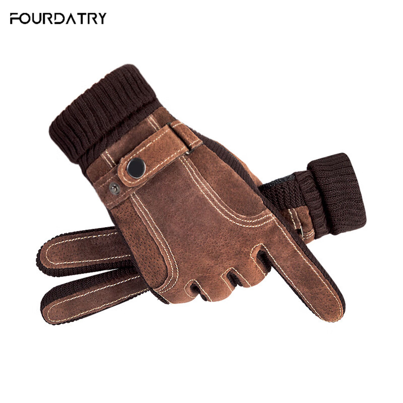 FOURDATRY 真皮手套男秋冬加绒户外骑行触屏 23.34元