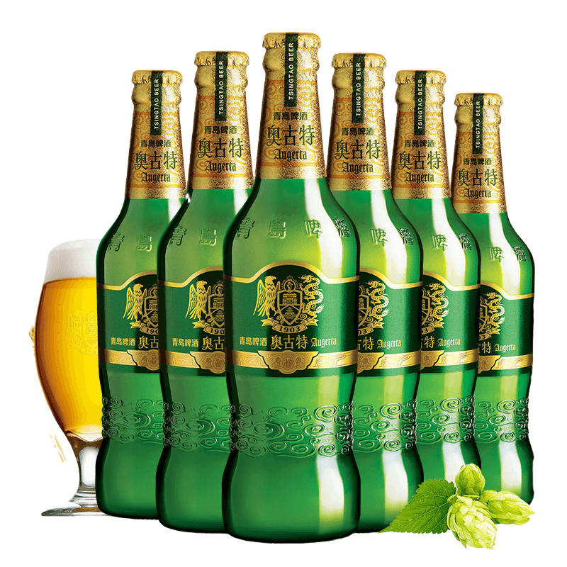 Augerta 奥古特 青岛奥古特瓶装啤酒12度480ml*6瓶 +赠玻璃对杯 56.76元（需买2件，需用券）