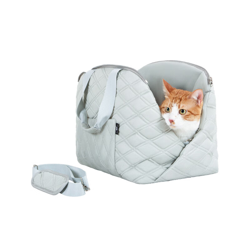 DO DO PET 猫包外出便携包 菱格纹-淡绿灰 78元（需用券）