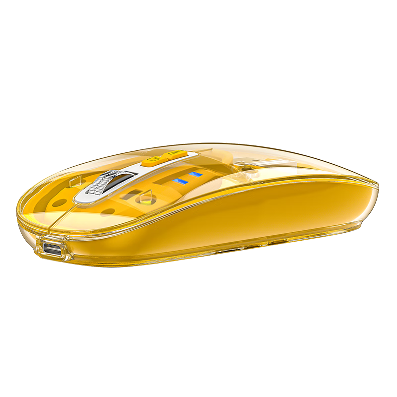 卡佐 无线鼠标充电 蓝牙5.1三模鼠标静音 升级款-琉璃黄-蓝牙三模版【一键