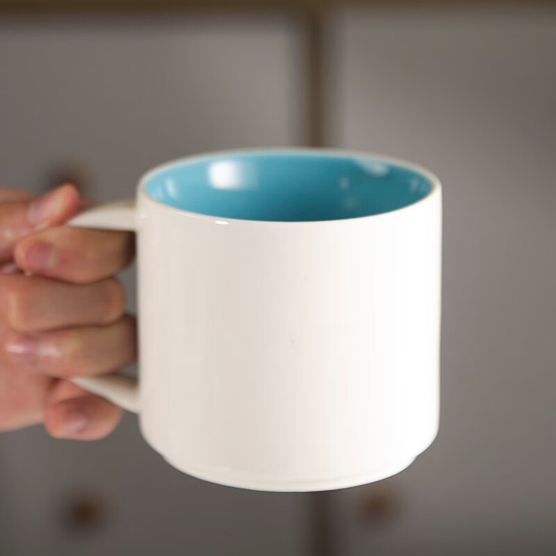 和风四季 北欧釉下彩纯色彩陶瓷杯水杯简约情侣饮料咖啡杯家用牛奶杯子 