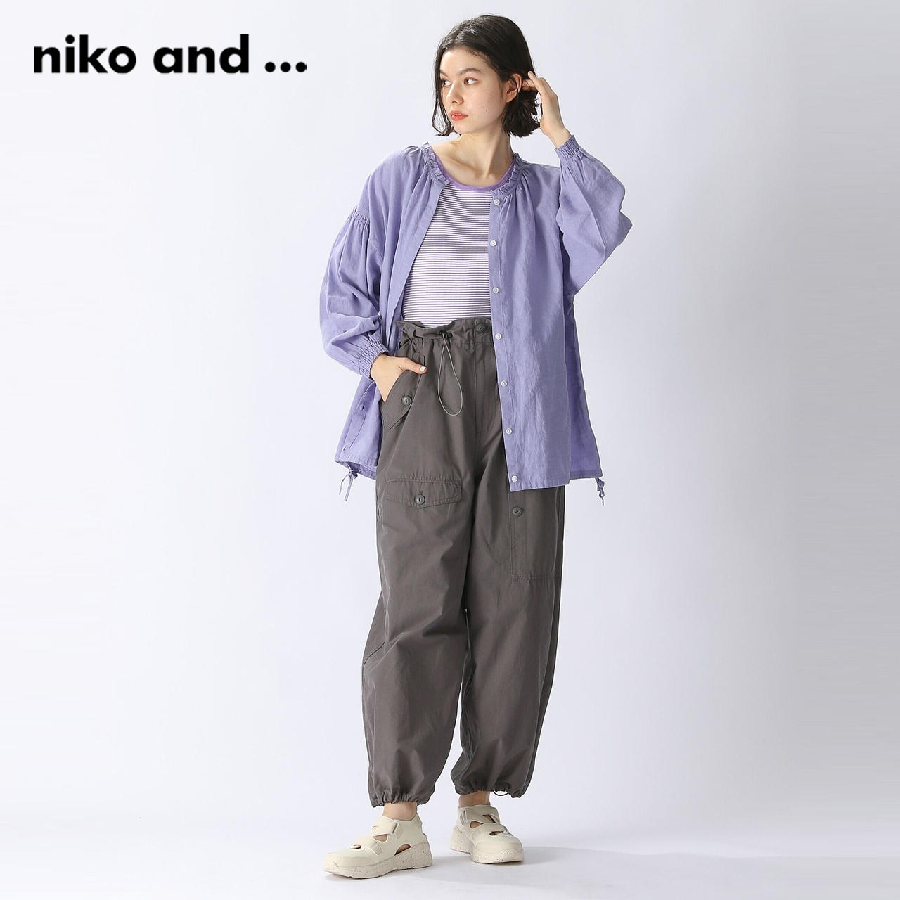 niko and ... 休闲裤2023年夏季新品束脚工装高腰直筒背带裤179338 332.53元（需买3