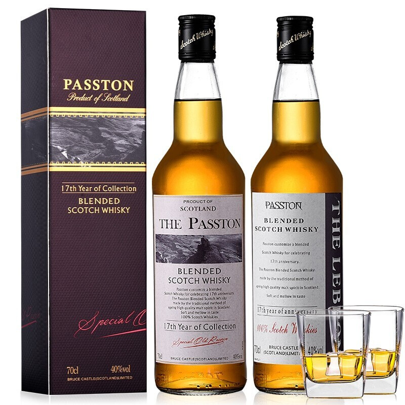PASSTON 派斯顿 原瓶进口 苏格兰威士忌洋酒40°烈酒 雪莉风味 双支装（1400ml）
