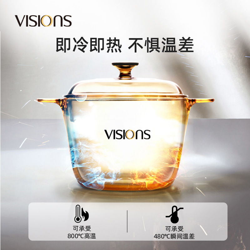 宁VISIONS透明玻璃锅耐高温可用明火进口家用煲汤炖奶多功能锅 349元