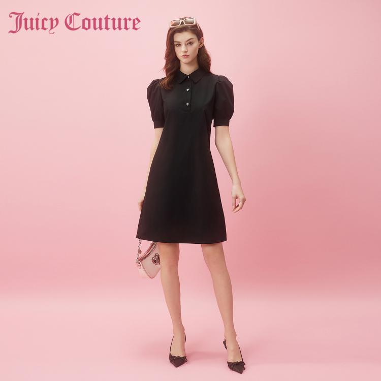 Juicy Couture 橘滋 物换星移LOGO扣蕾丝拼接连衣裙 399元
