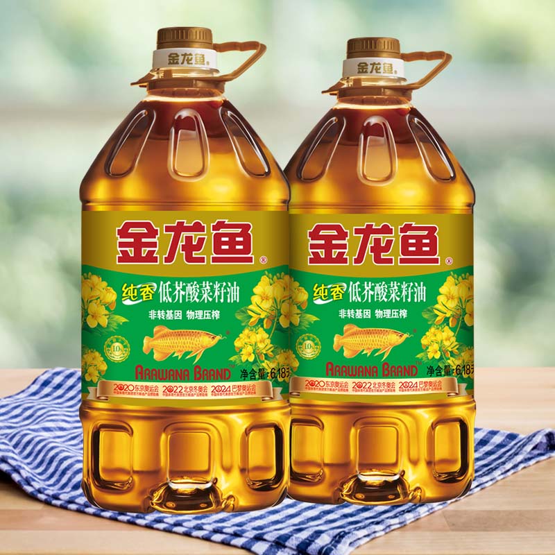 金龙鱼 食用油 非转基因压榨 纯香低芥酸菜籽油6.18L*2 159.8元