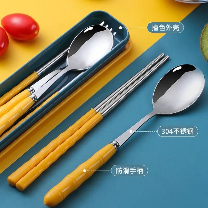 TLXT 筷子勺子套装便携餐具三件套儿童叉子单人收纳盒食品级 1.7元