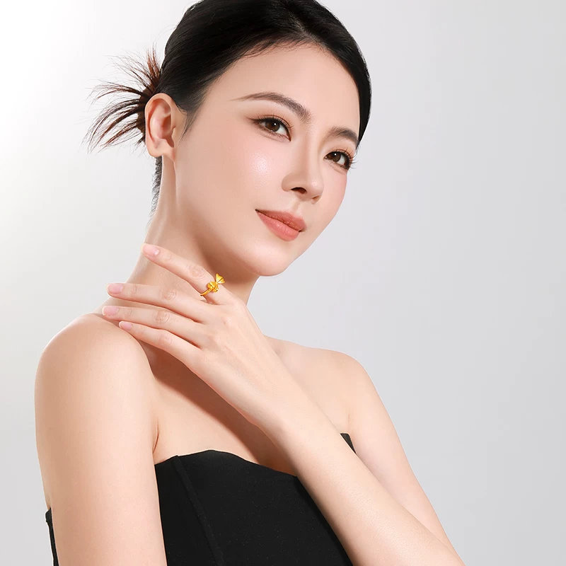 梦金园 在逃公主蝴蝶结戒指足金指环甜美精致立体节日礼物 12号 0.78g 919.6元 - 线报酷