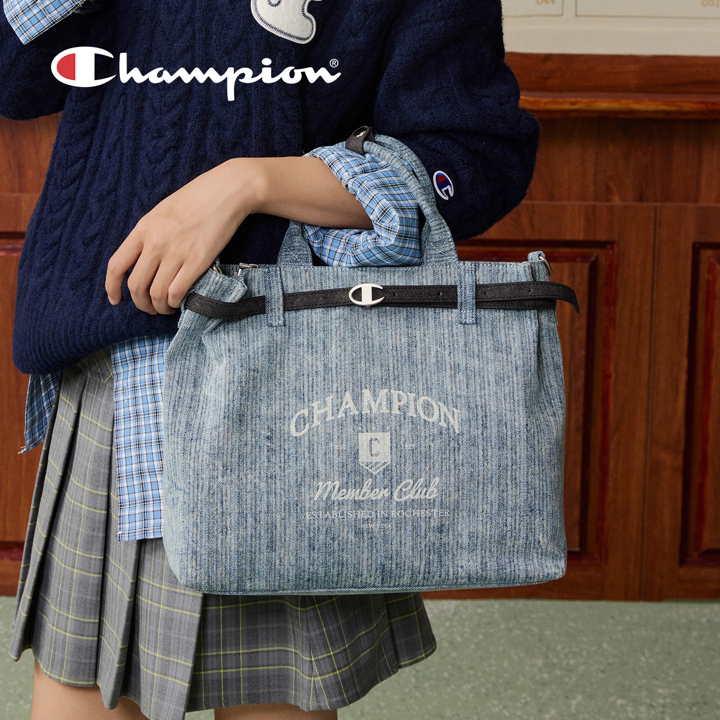 Champion 冠军包包女士2026新款托特包单肩手提斜跨复古女双肩背包 206.1元（需