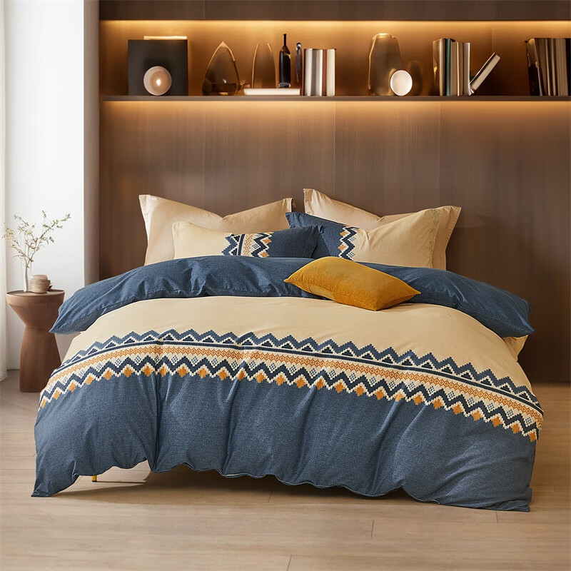 水星家纺 40支全棉印花被套单件 100%纯棉被罩四季款单双人宿舍居家被子套 