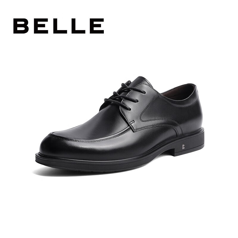 BeLLE 百丽 通勤商务皮鞋春夏季男士正装鞋真皮婚鞋黑色真皮德比鞋B3GK3CM1 黑