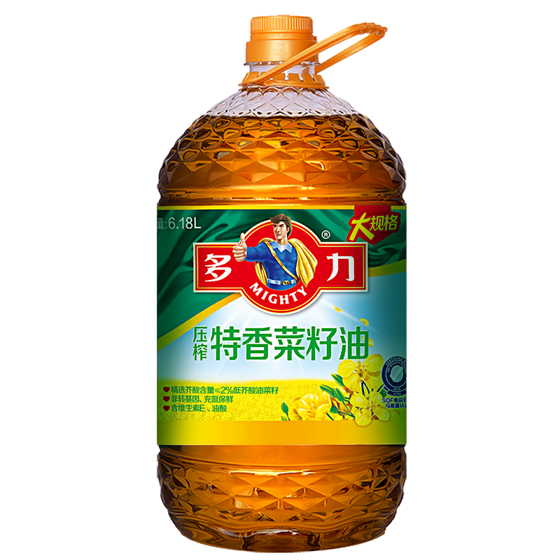再降价、京东百亿补贴、PLUS会员：多力 压榨特香菜籽油6.18L 食用油*3件 返