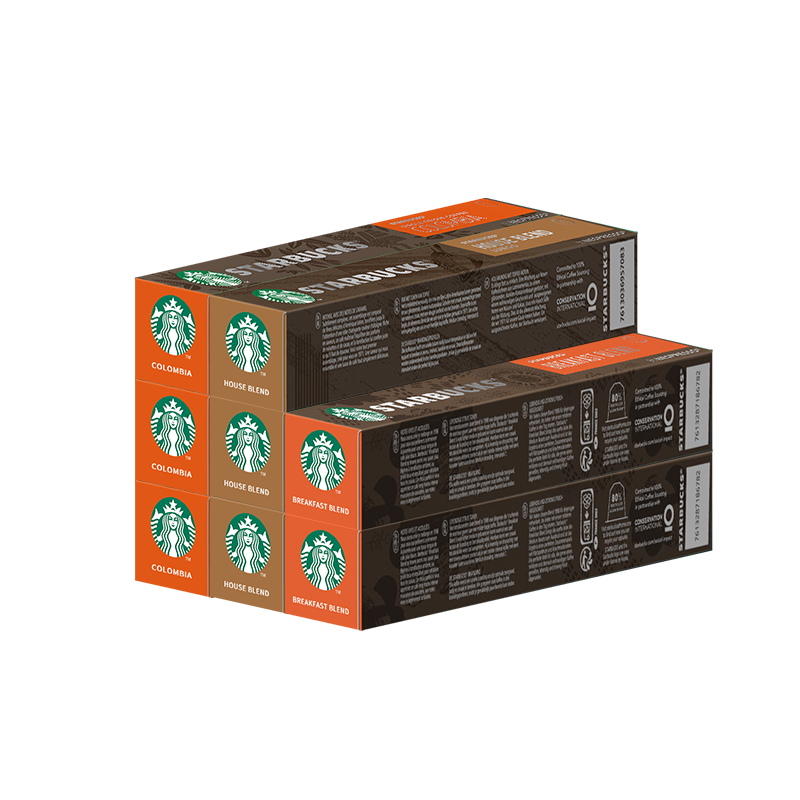 plus会员:星巴克（Starbucks） Nespresso胶囊无糖冷萃美式黑咖啡 随机口味 四盒