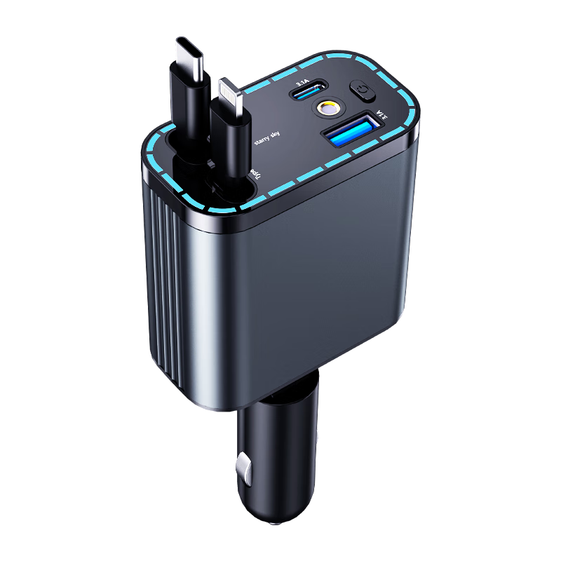 纽曼车载充电器 一拖三伸缩线 四口超级快充90W 60.9元（需首购）