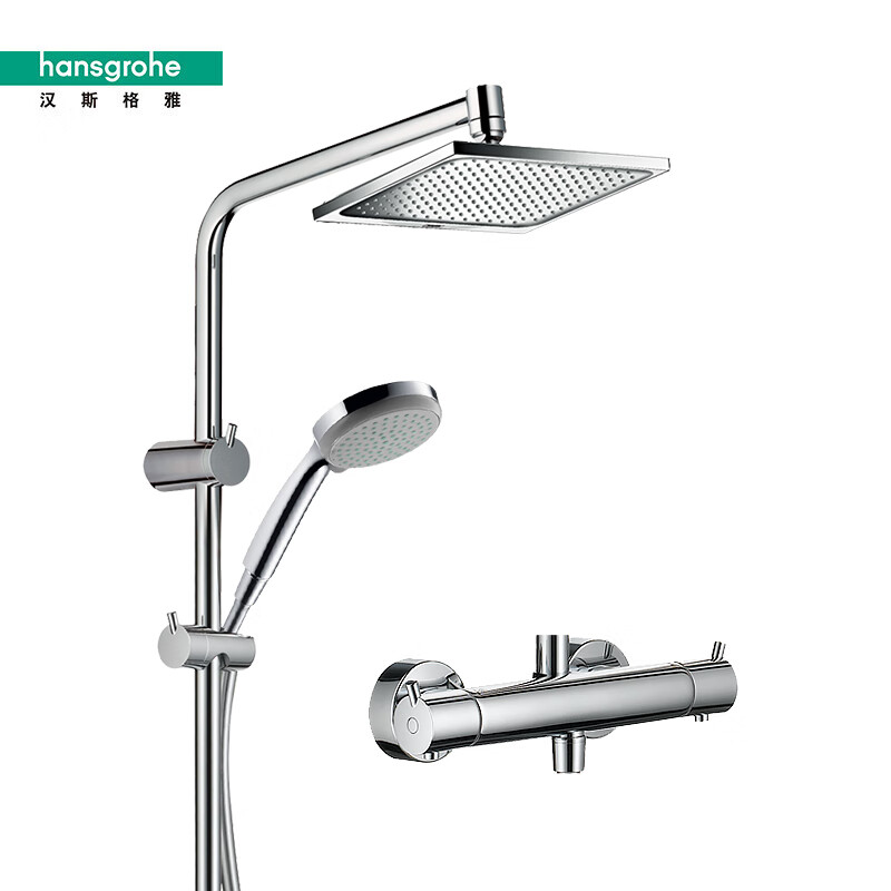 hansgrohe 汉斯格雅 淋浴花洒 柯洛梅达240淋浴管恒温方形大顶喷+恒温龙头 26779