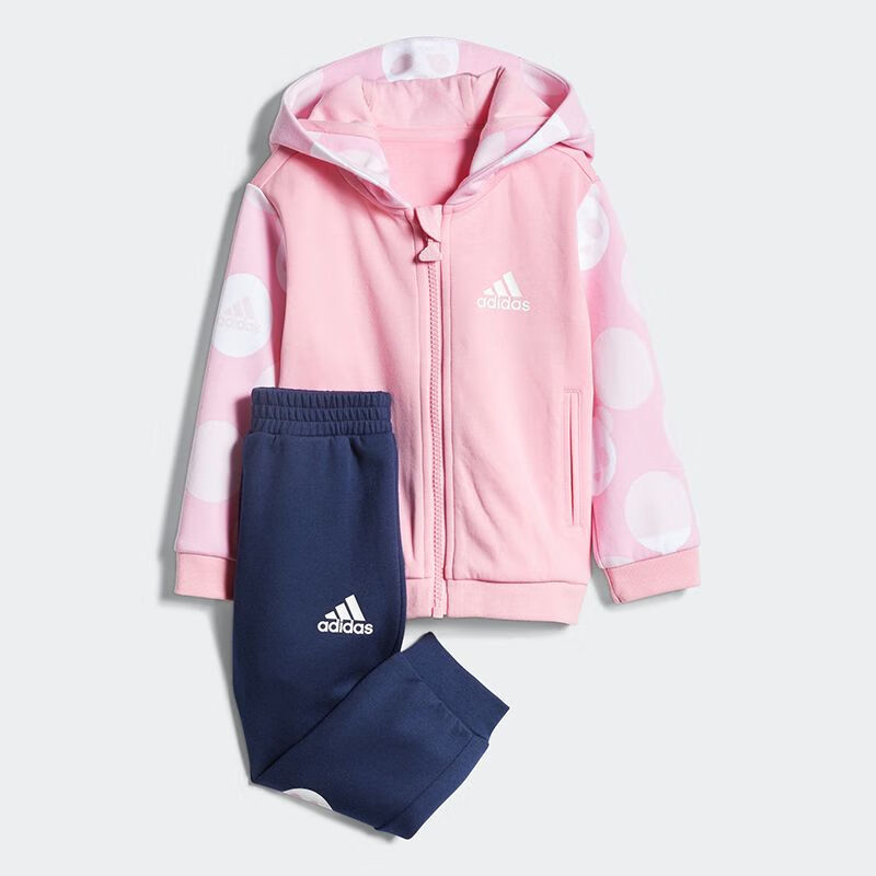 adidas 阿迪达斯 儿童运动套装秋季休闲防风连帽外套长裤两件套GP0352 GP0352 80 