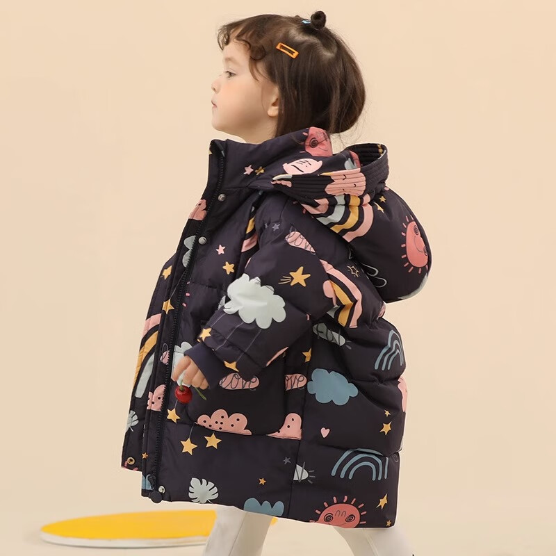康博 波司登旗下 女童羽绒服中长款2025洋气韩版加厚冬季儿童女孩宝宝保暖
