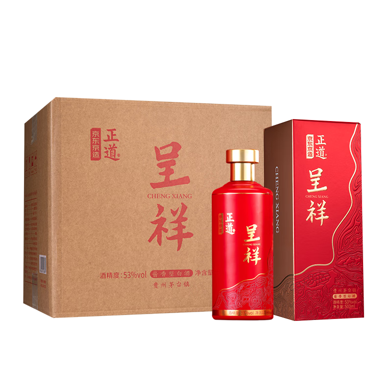 京东京造 呈祥 53度 酱香型白酒 500ml*6瓶 369元（需用券）