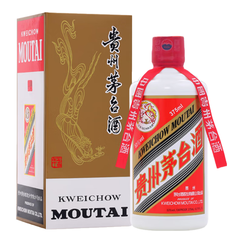 百亿补贴、PLUS会员:茅台 飞天 53°酱香型白酒 375ml 1瓶 1607.76元