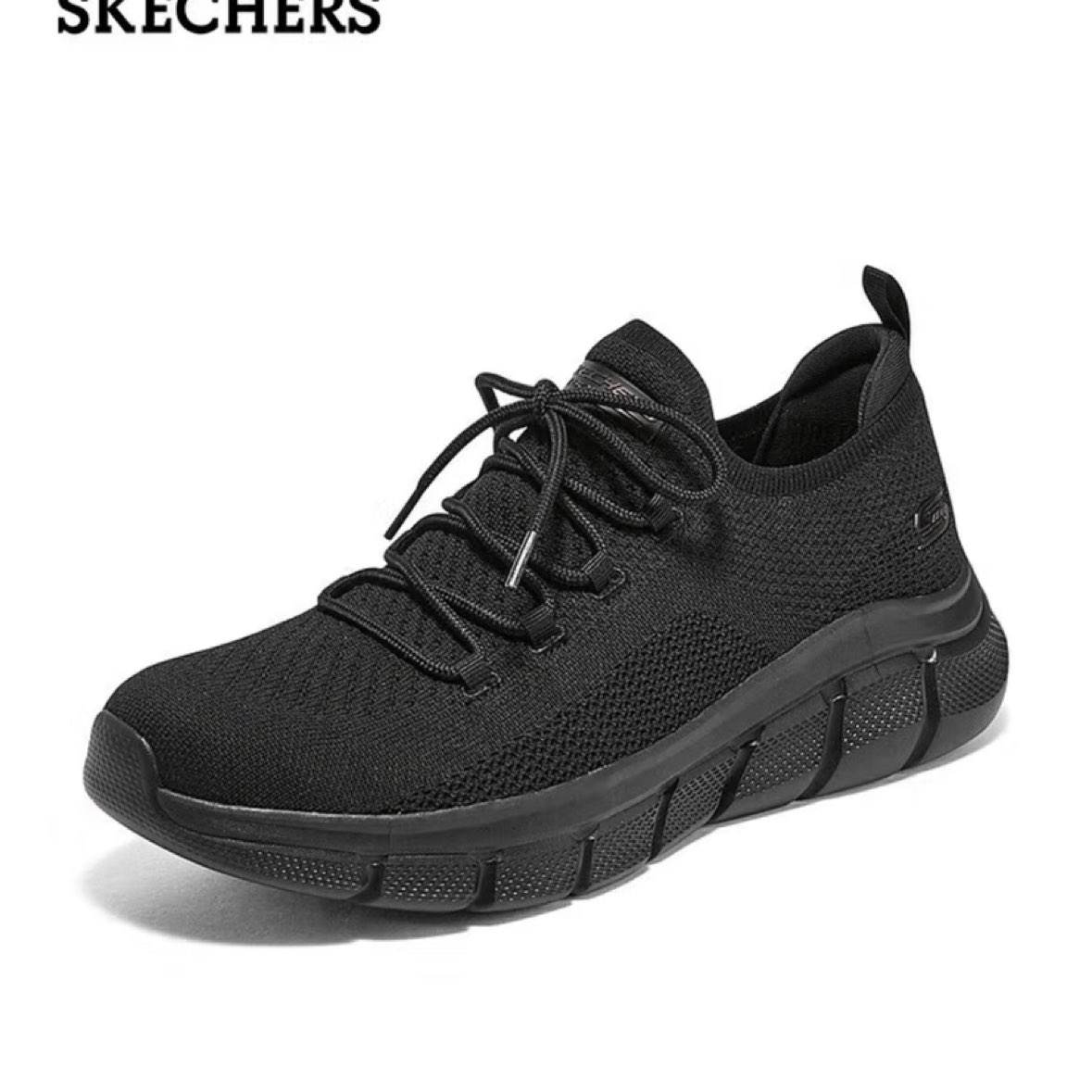 Plus会员 概率券：斯凯奇（Skechers）Skechers减震厚底懒人鞋118100 全黑色 128.02