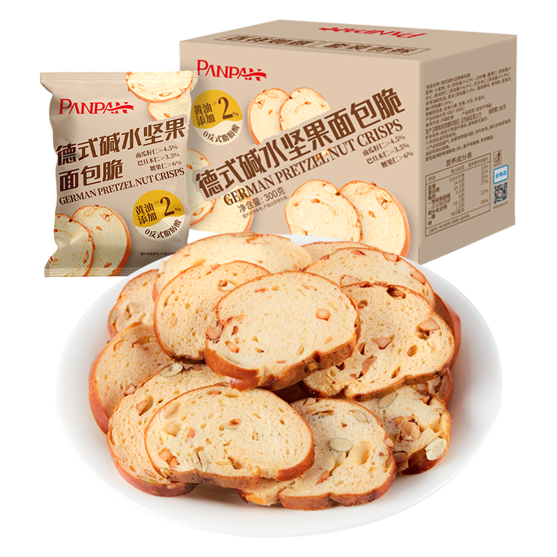 盼盼 坚果面包脆片 300g/盒 19.03元