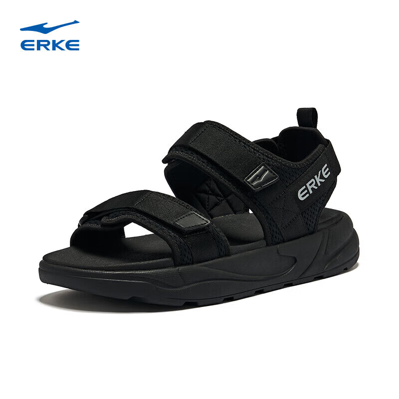 ERKE 鸿星尔克 运动凉鞋男新款休闲凉拖鞋运动户外沙滩鞋 正黑 39 126.16元（