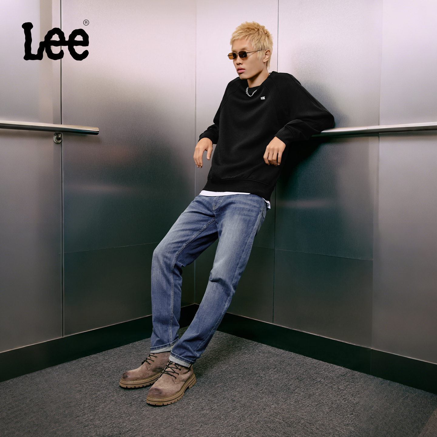 移动端：Lee 标准中腰直脚中浅蓝百搭五袋裤款男牛仔裤潮LLMB1007263QJ-571 359.01