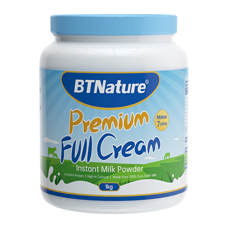 BTNature贝特恩 蓝胖子 奶粉儿童学生成长3-6-15岁以上高钙奶粉澳洲进口 全脂1k